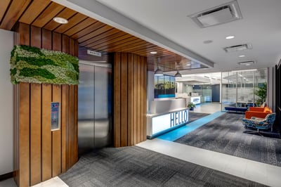Elevator that takes you up to the second floor back offices