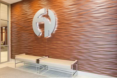 Bank entrance and seating