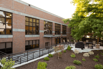 Credit union back patio space