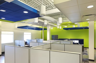 Employee workstations in the back office