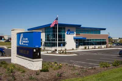 New credit union branch with monument sign