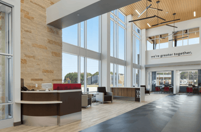 Reception desk and front entrance