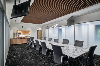 Board room with a built in kitchenette