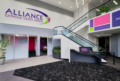 Credit union main office lobby in Michigan