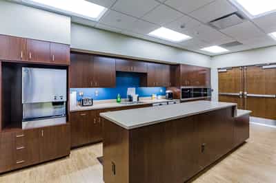 Kitchen area in the break room