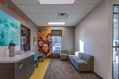 Member waiting area and refreshment station in the credit union