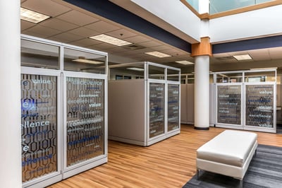 Private meeting spaces for members of the credit union