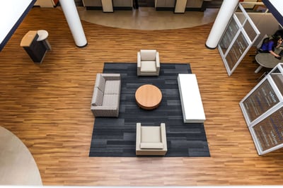 View of credit union lounge from above