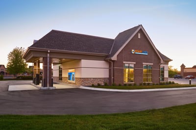 New credit union branch with a full service drive-thru