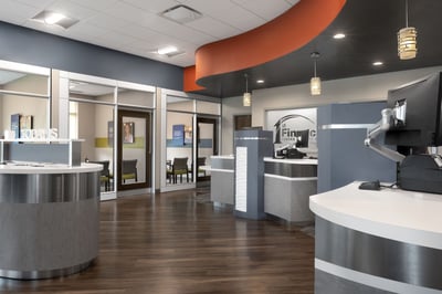 Teller pods and check desk