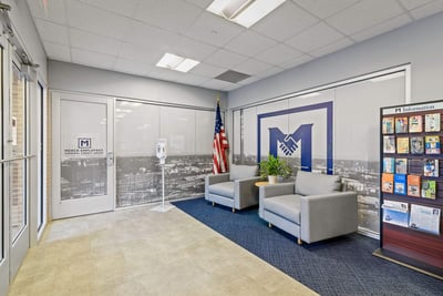 Branded front entrance space at the credit union branch