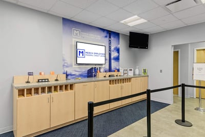 Check desk area immediately before the teller lines