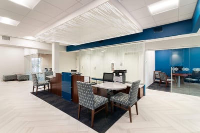Private offices located behind the universal banker zone