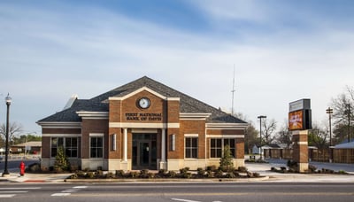 Bank exterior of the building