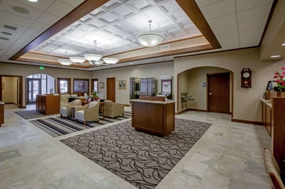 Remodeled bank lobby