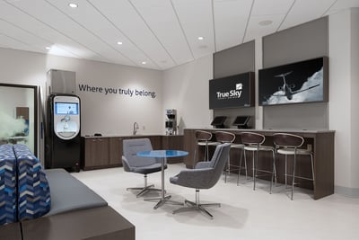 Lounge area in the credit union lobby