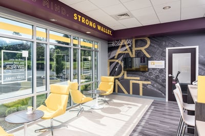 Branded environment in the branch lobby and lounge