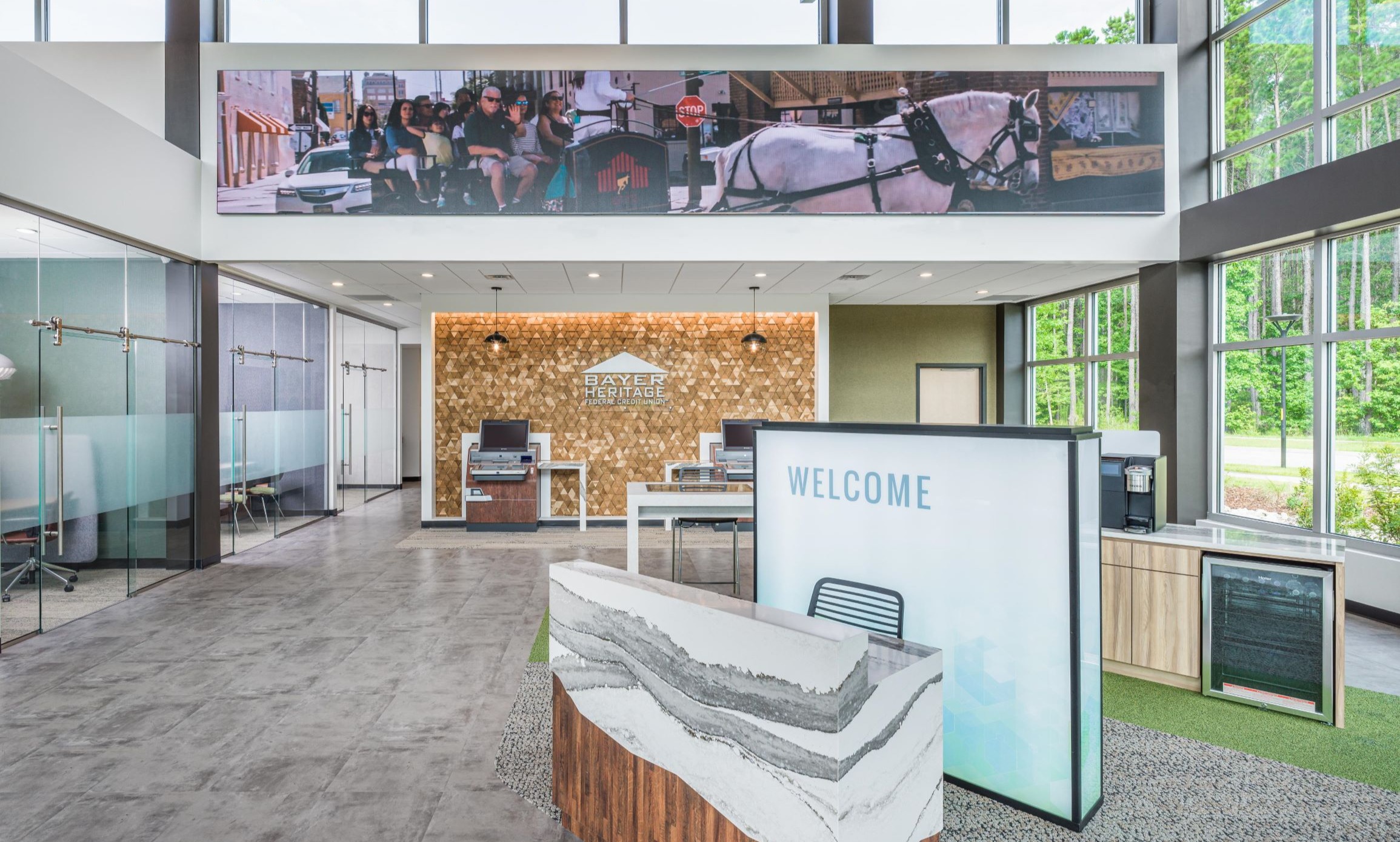 LED Welcome Wall and Interactive Teller Machines