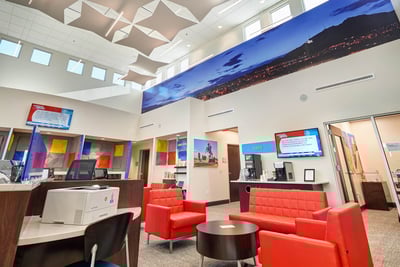 LED wall in a credit union