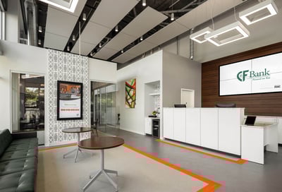 Main lobby with digital displays