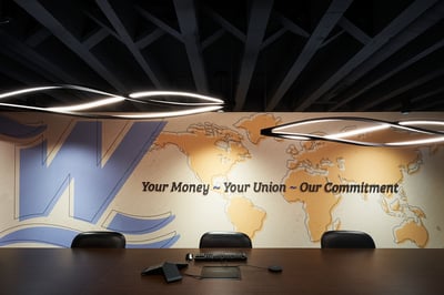 Branded wall in the board room