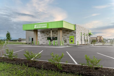 Drive-thru attached to the credit union