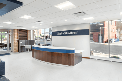 Front desk at the bank