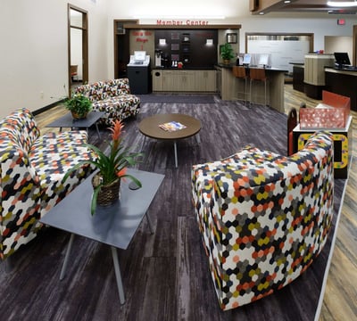 Comfortable lounge for members of the credit union