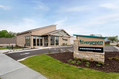 Evergreen Credit Union exterior and monument sign