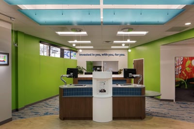 One teller pod in the credit union