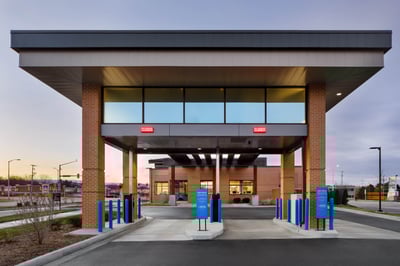 Uniquely styled drive-thru to fit the site