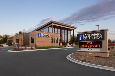 Building with monument sign