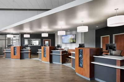Three teller pods for this high-traffic branch location