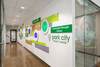 Park City Credit Union's history and values wall