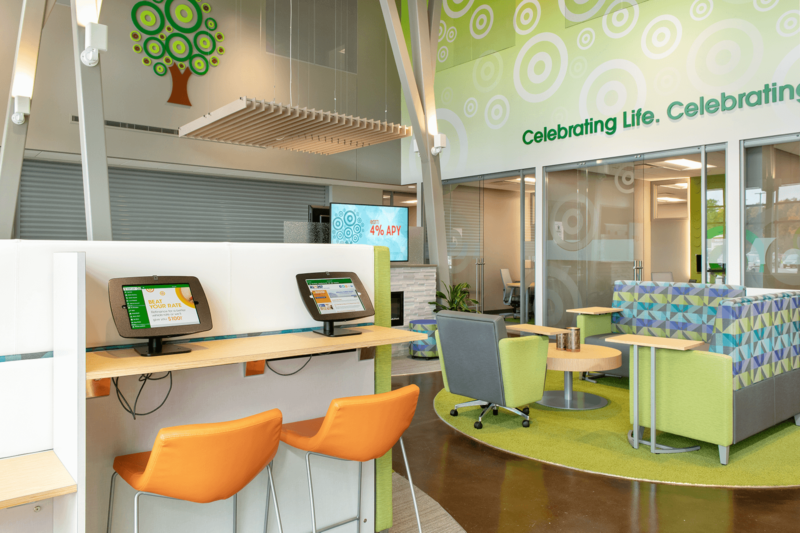 iPad station in a new credit union main office