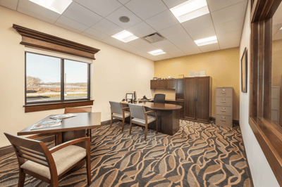 Employee office in a bank