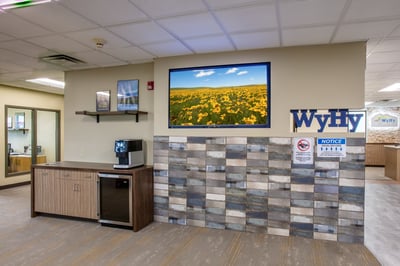 Marketing monitor mounted on the wall