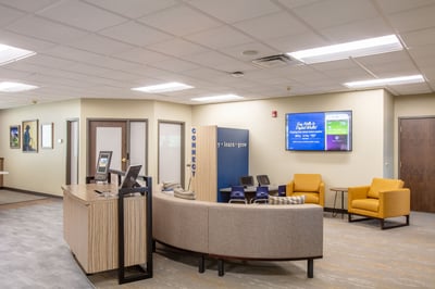 Kid's zone and lounge in the renovated credit union