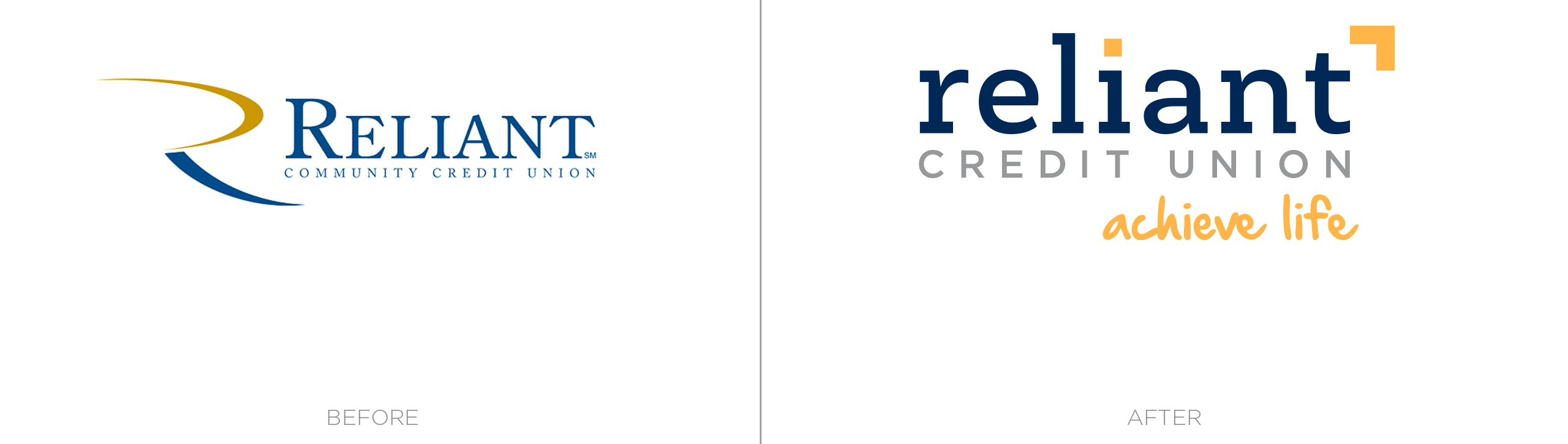 Reliant Credit Union logo before and after