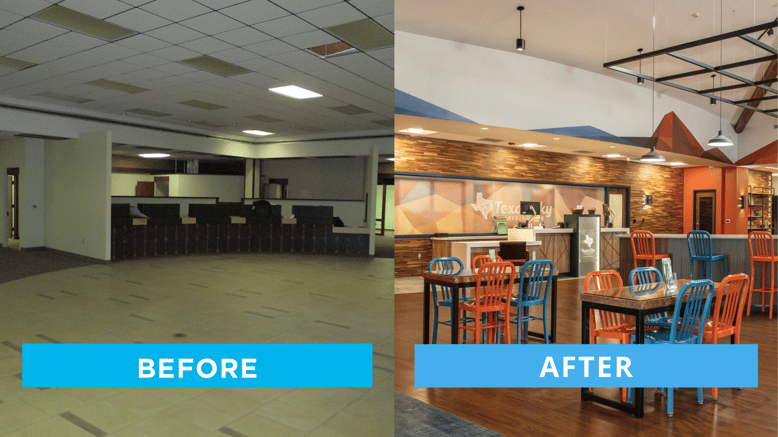 Texan Sky Credit Union interior transformation