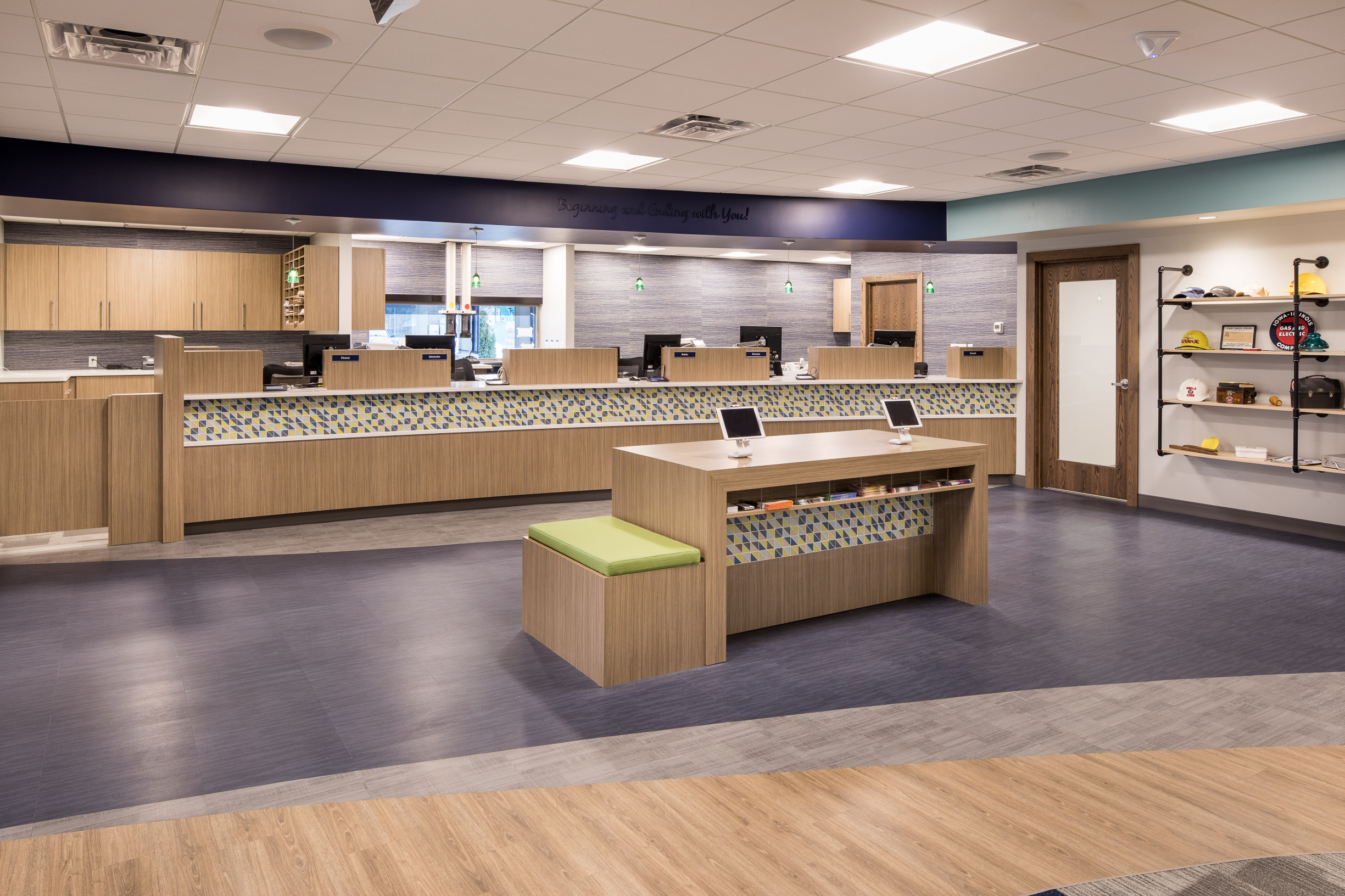 Teller lines in a renovated credit union