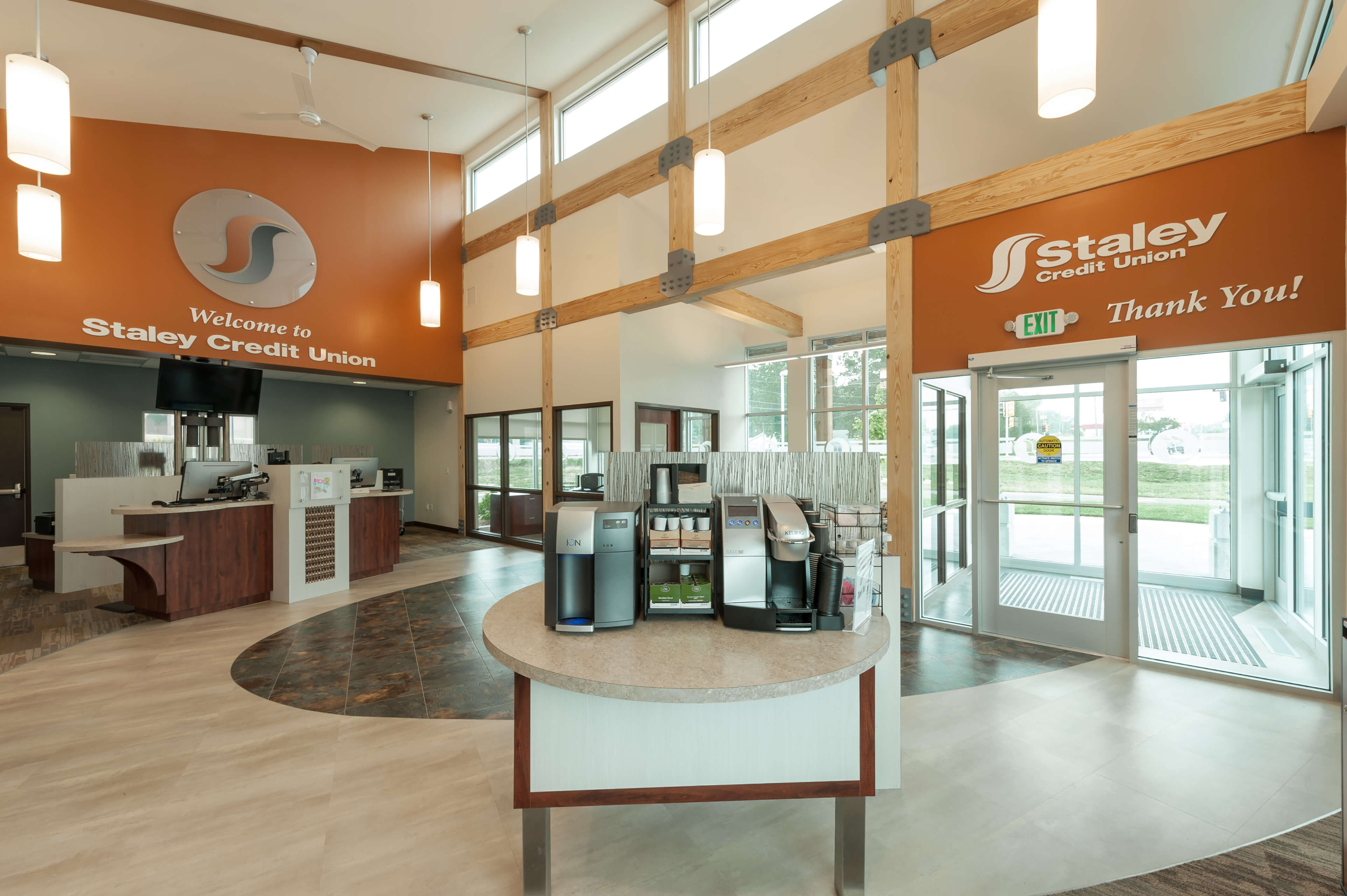 Interior lobby space of Staley Credit Union