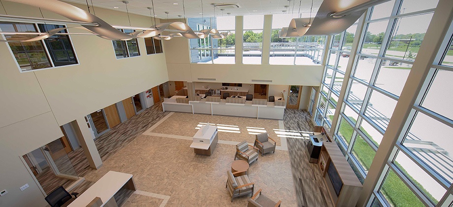 Upper view of the member lobby at the main office