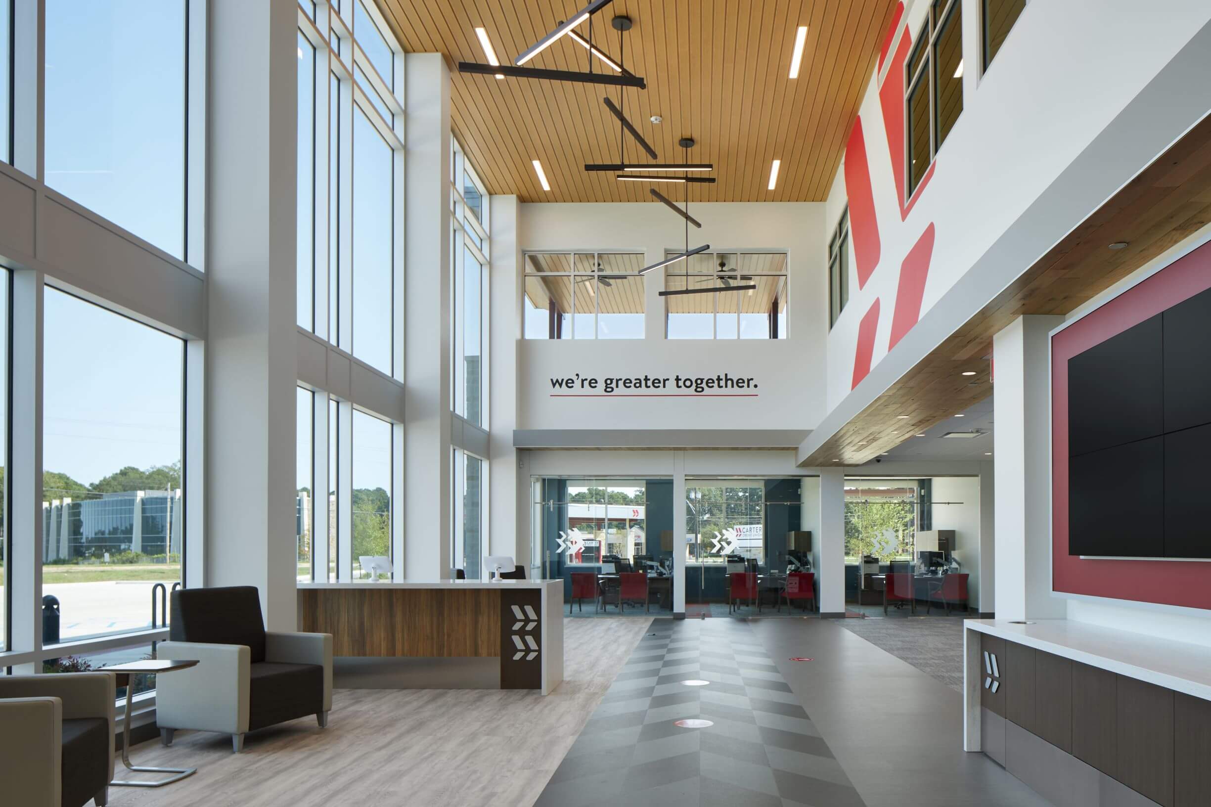 Front desk and view of the lobby space