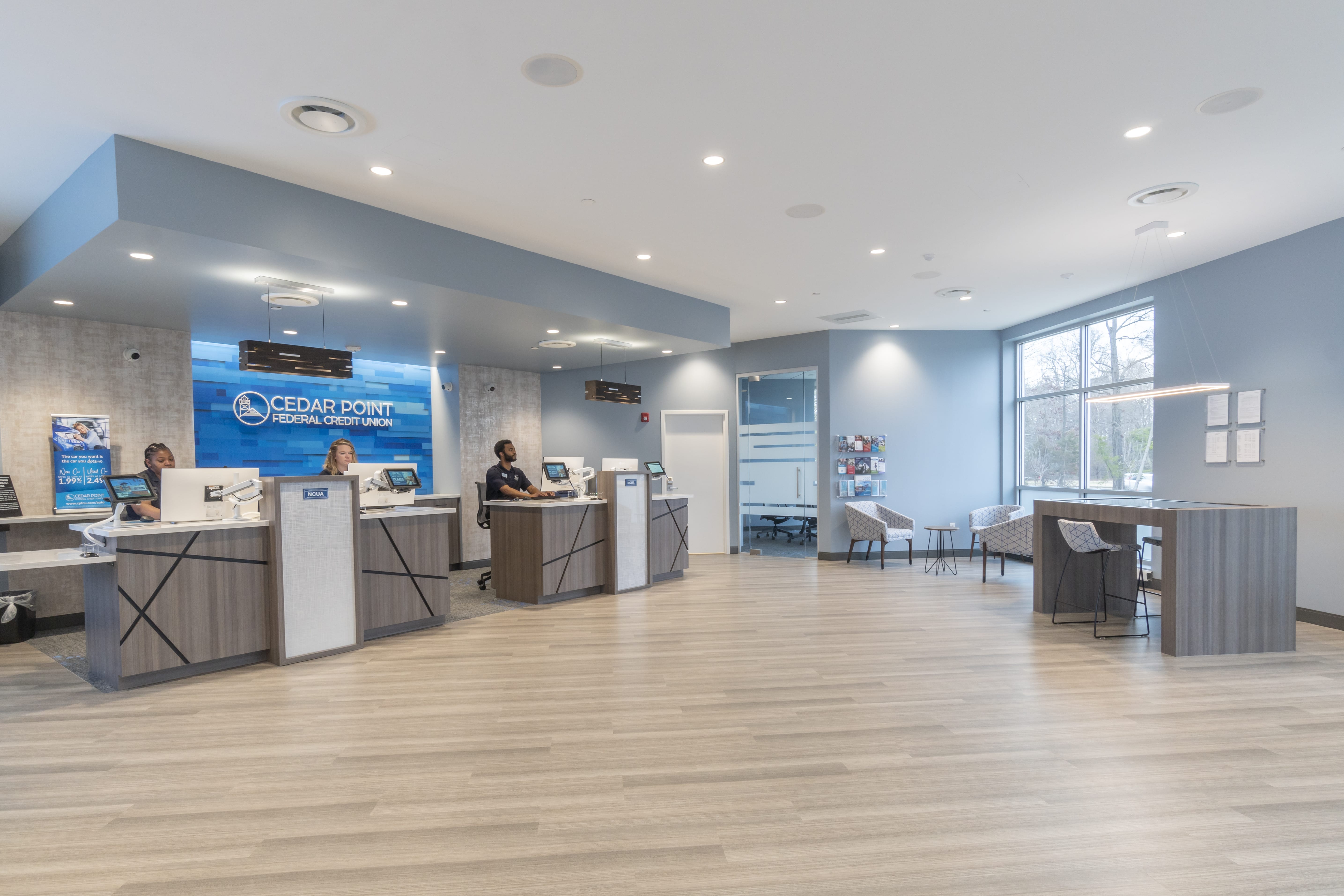 Modern credit union lobby