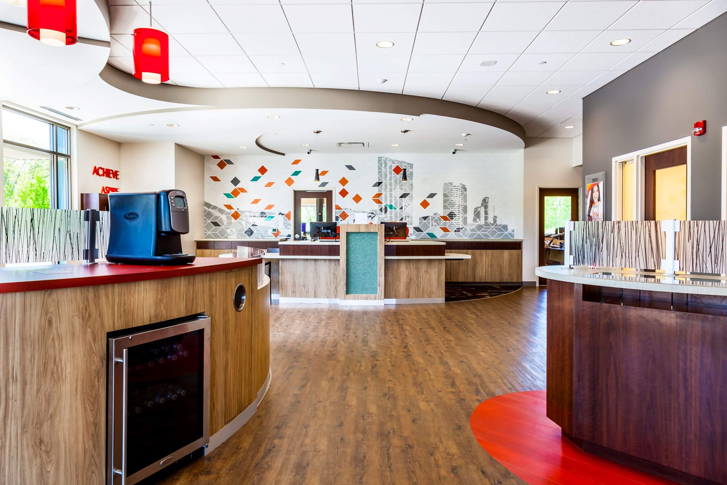 View of a teller pod in a credit union