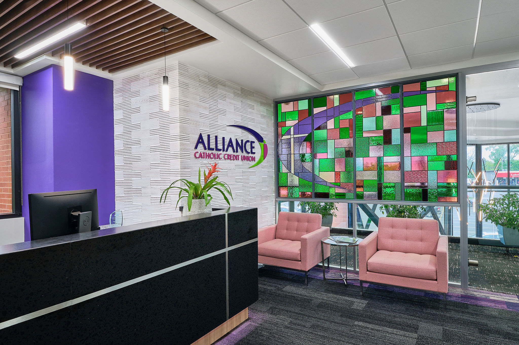 Reception desk in a credit union