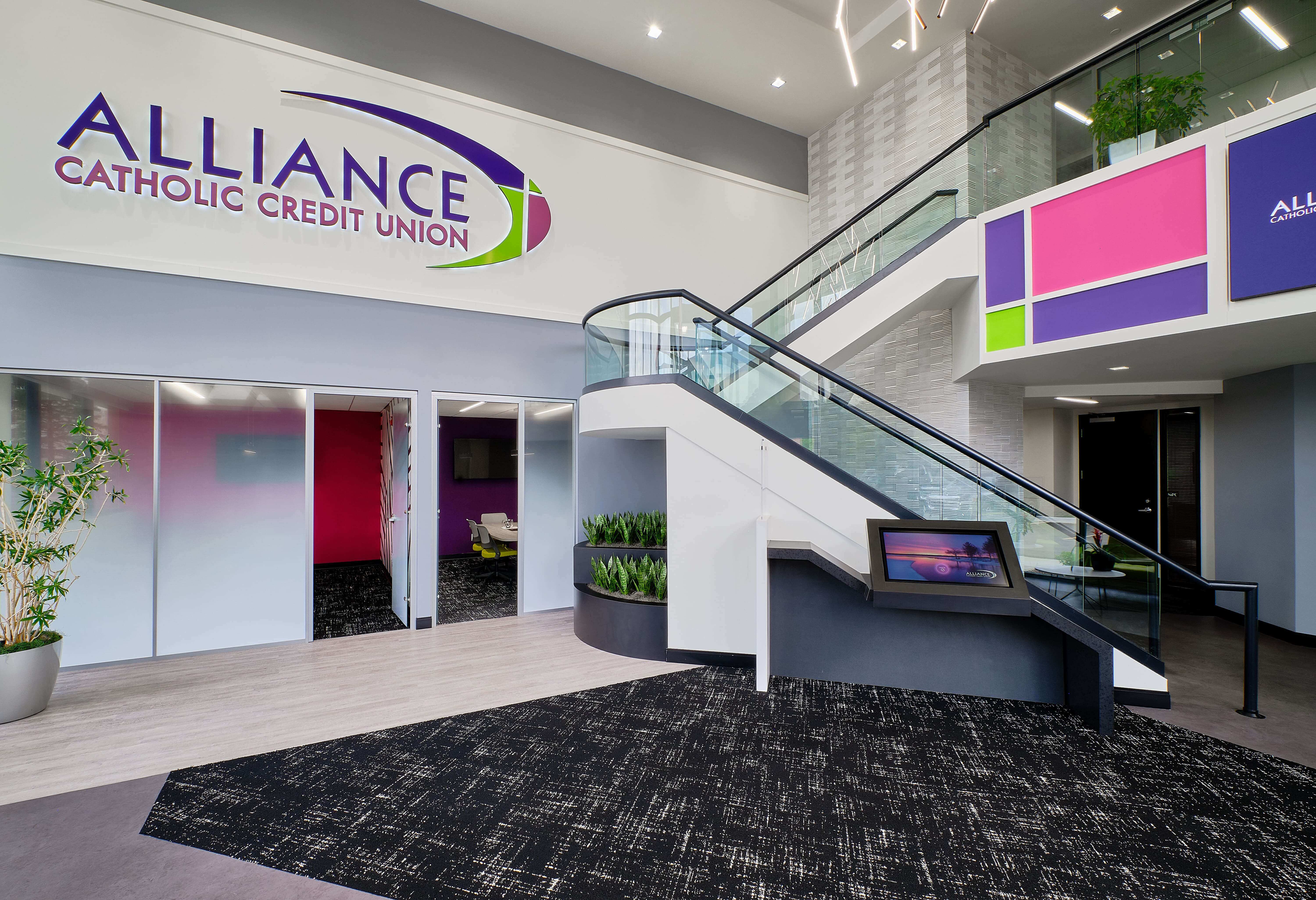 Lobby area with a check-in kiosk