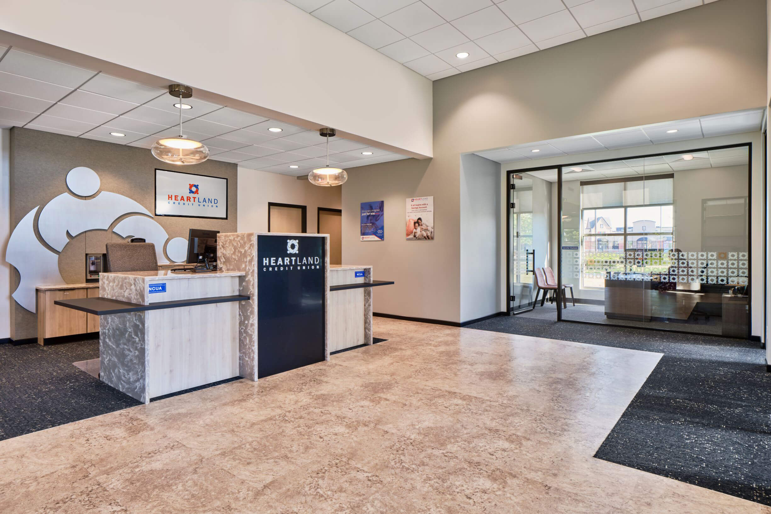 Entry way of Heartland Credit Union's new branch