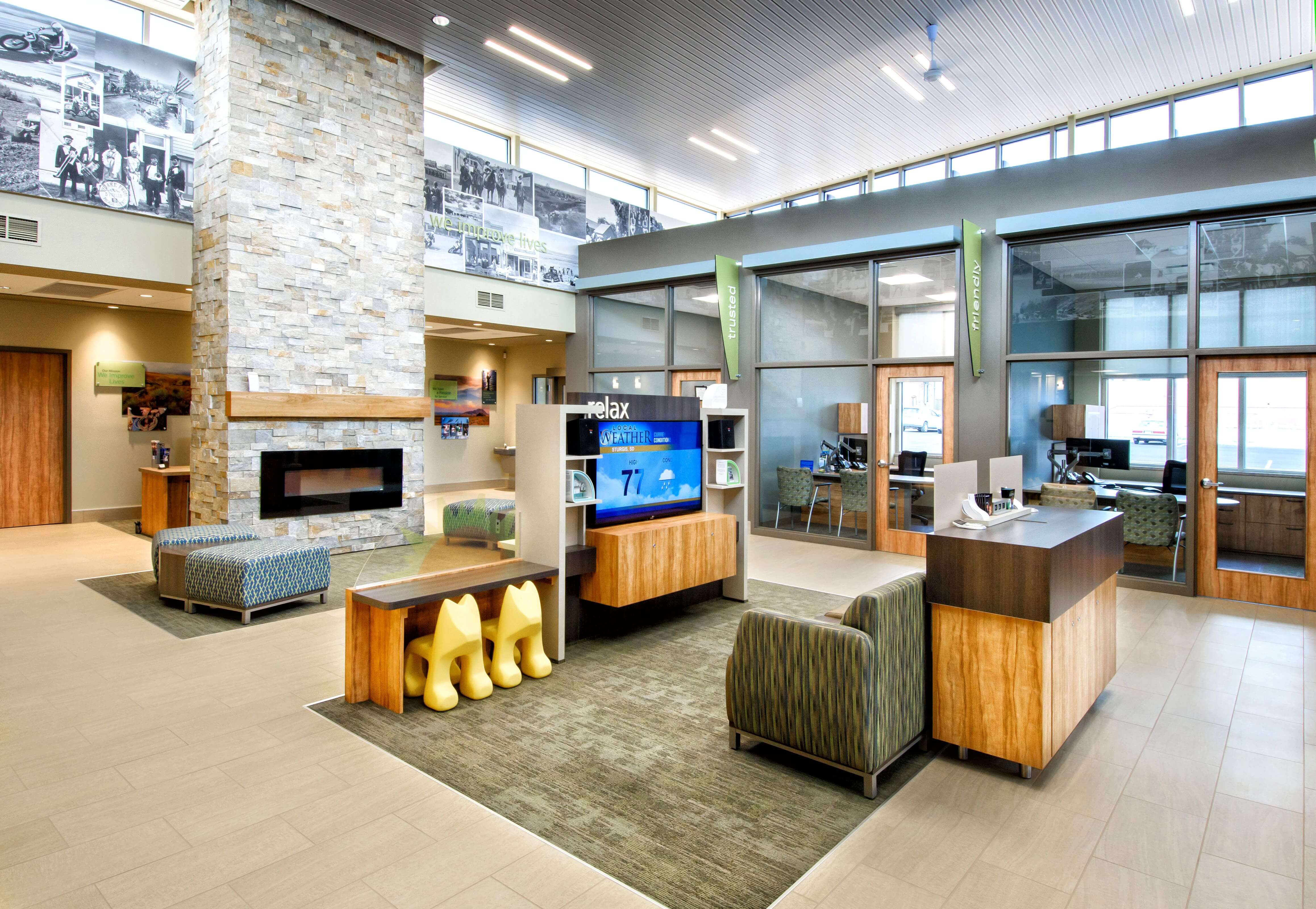 Modern credit union lounge